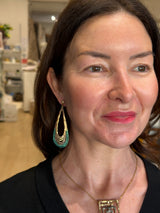 Tina Kotsoni Leaf Drop Earrings - Gold & Green