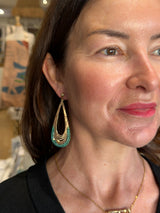Tina Kotsoni Leaf Drop Earrings - Gold & Green