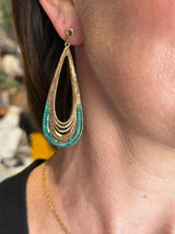 Tina Kotsoni Leaf Drop Earrings - Gold & Green