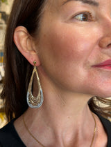 Tina Kotsoni Leaf Drop Earrings - Gold & Silver