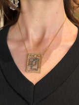 Tina Kotsoni Geo/Greek Key Pendant Necklace - Gold & Grey