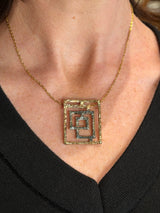 Tina Kotsoni Geo/Greek Key Pendant Necklace - Gold & Grey