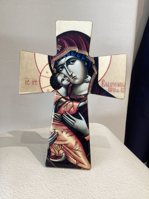 Mother Mary with Jesus Extra Large Standing ceramic Cross #1