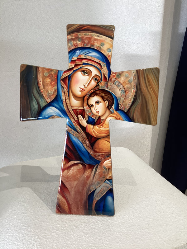 Mother Mary with Jesus Extra Large Standing ceramic Cross #2