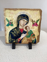 Slate Icon - Mother Mary with baby Jesus and Archangels