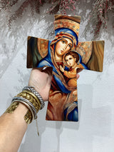 Mother Mary with Jesus Extra Large Standing ceramic Cross #2