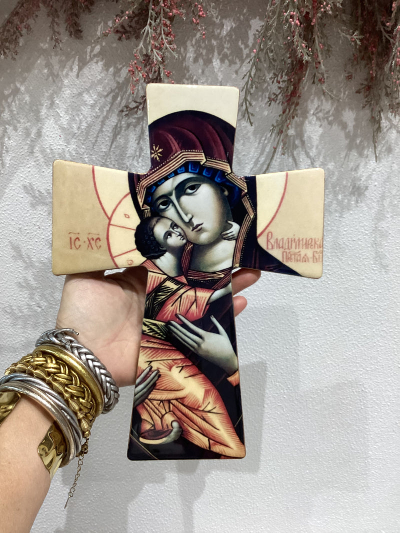 Mother Mary with Jesus Extra Large Standing ceramic Cross #1