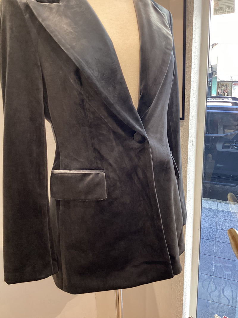 Gwenyth Velvet Jacket - Silver Grey
