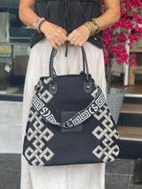 Arianna Black and Ecru Extra Large Handbag