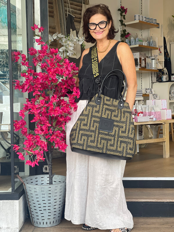 Arianna - Gold and Black Extra Large Handbag