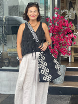Arianna Black and Ecru Extra Large Handbag
