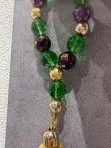 Luxury Gouri - Purple / Green Beads with Gold Tassel