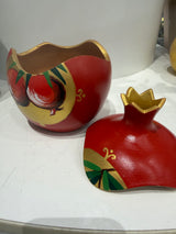 Greek Handmade Ceramic Pomegranate - X Large - Red with Pomegranate