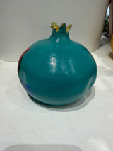 Greek Handmade Ceramic Pomegranate - Large - Teal with Pomegranates