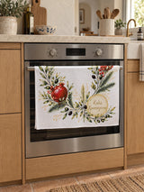 Pomegranate Christmas Wreath Tea Towel