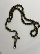 Large Black Rosary with Gold Cross Detail