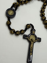 Large Black Rosary with Gold Cross Detail