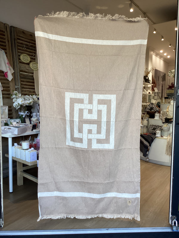 Antistrophy Cotton Loomed Beach Towel/Throw - Latte