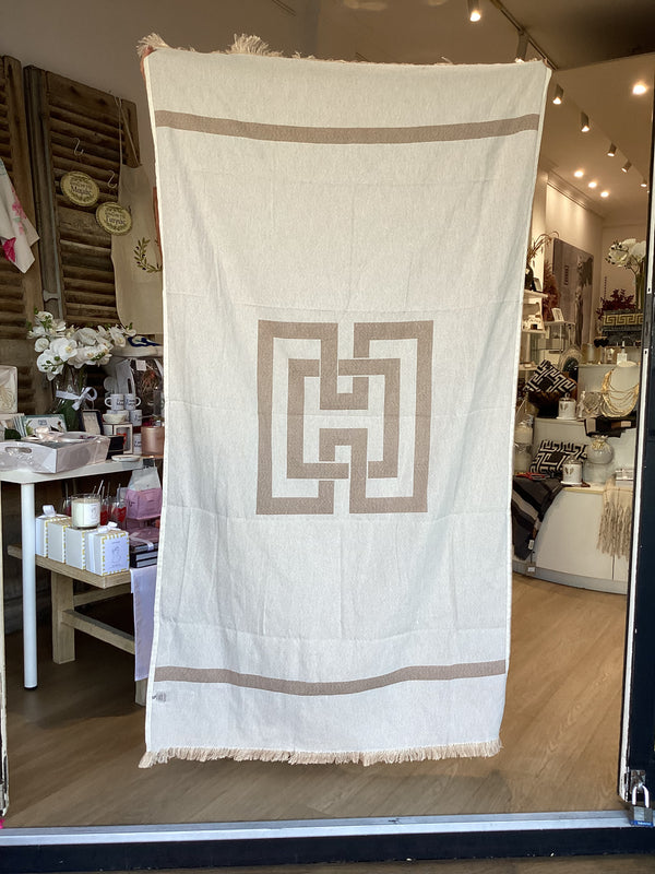 Antistrophy Cotton Loomed Beach Towel/Throw - Latte