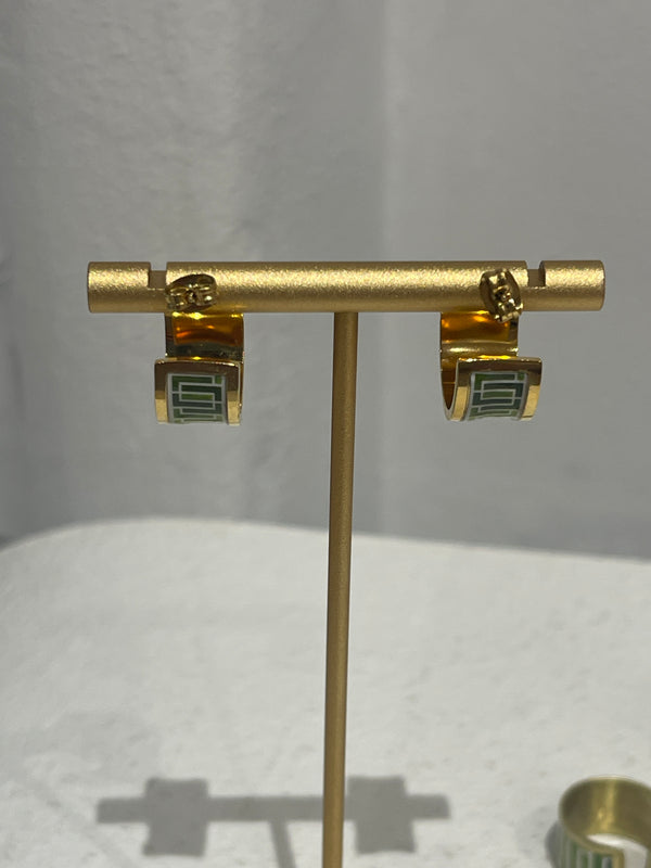 Greek -  Green Chain Earrings