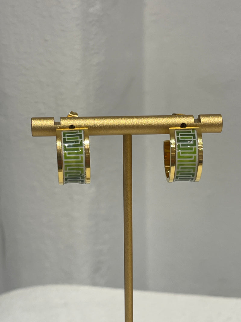 Greek -  Green Chain Earrings