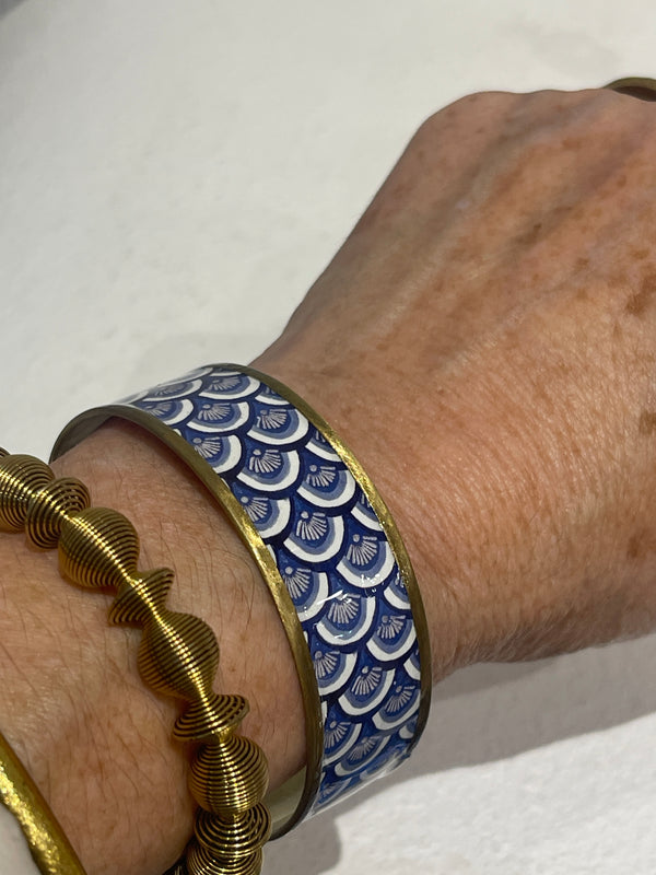 Greek Cuff bracelet Blue Shell