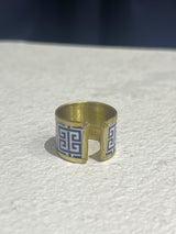 Greek ring Blue Meander