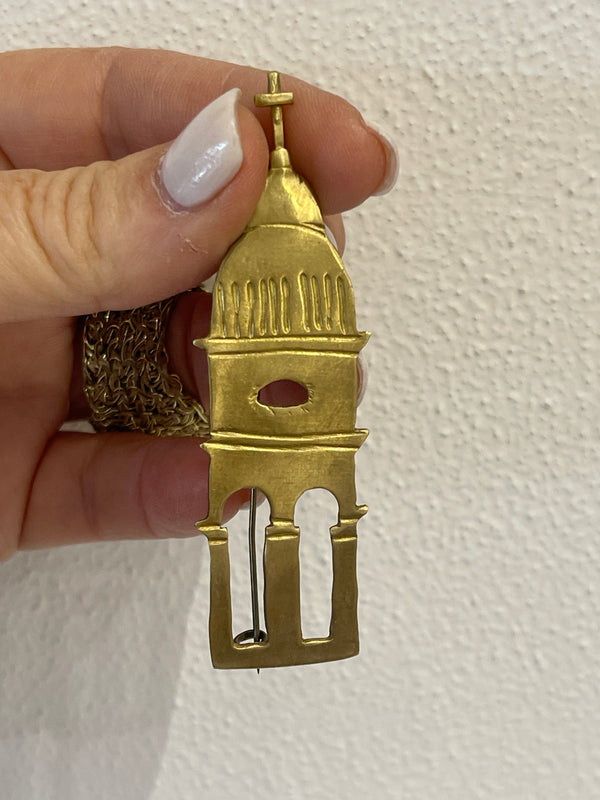 Brass Church Brooch Pin #1