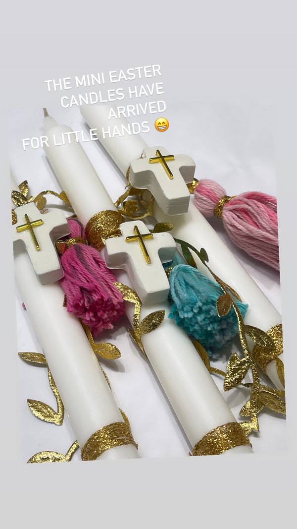 Easter Lambatha Candle Mini - White cross with Tassle