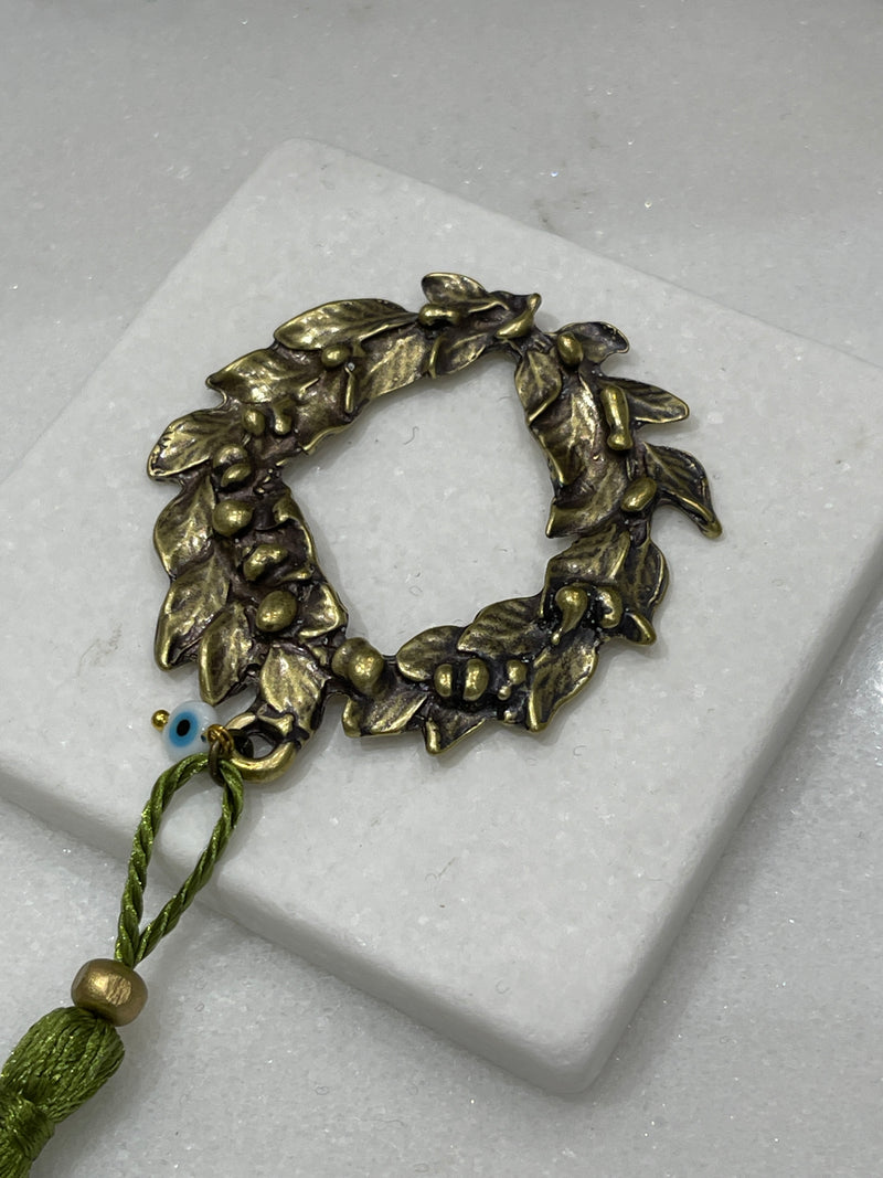 Bronze Wreath on Greek Marble - Paperweight (Good Luck Charm)