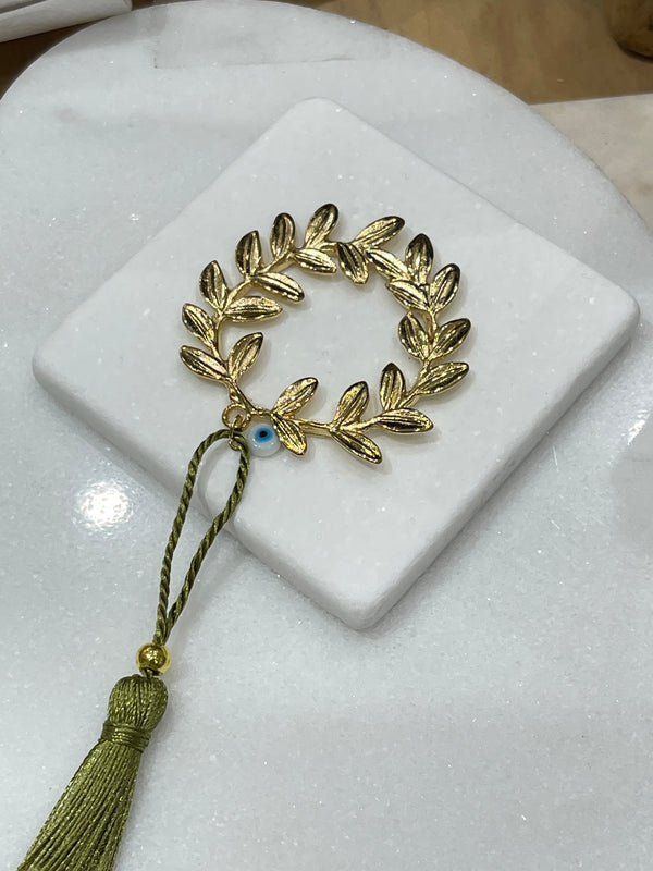 Gold Wreath on Greek Marble - Paperweight (Good Luck Charm)