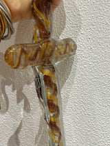 Hand made Glass Icon of Jesus On the Cross - Amber/Brown