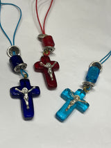 Car Charm -Glass Cross with Jesus