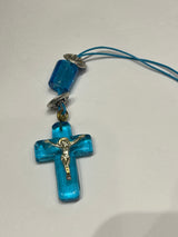 Car Charm -Glass Cross with Jesus