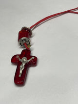 Car Charm -Glass Cross with Jesus