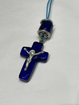Car Charm -Glass Cross with Jesus