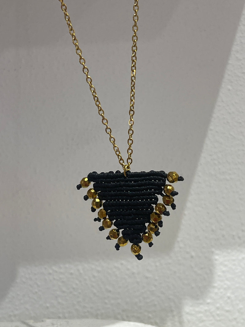 KNOSSOS HANDWOVEN BLACK NECKLACE