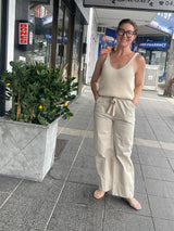Brussells Pant with Drawstring Waist - Beige