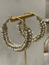 Hara Karamichali Krikoi Pearl Woven Hoop Earrings