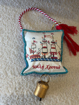 Maria Davilla Greek hand made hanging small pillow Gouria - Boat (Odyssey)