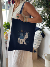 Greek Denim Fabric Tote