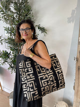 Anna's Greek Key Black & Gold Tote Bag by Aelia Anna