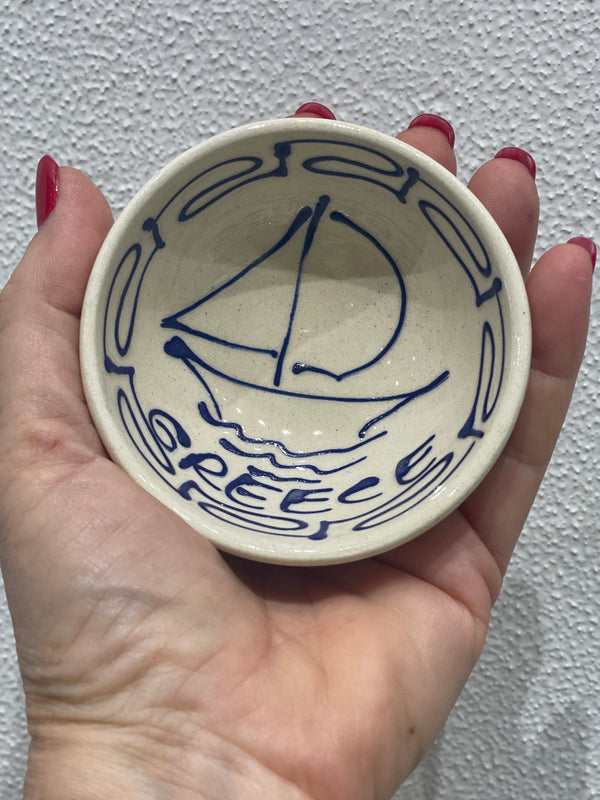 Greek Small Sailing boat ceramic bowl