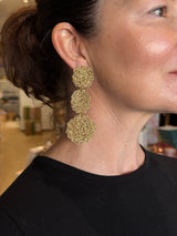 Hara Karamichali Gold Disc - Three Tier Cochet Drop Earrings