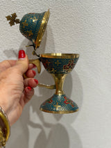 Large Engraved Thimiato - Blue and Red
