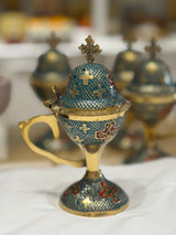 Large Engraved Thimiato - Blue and Red