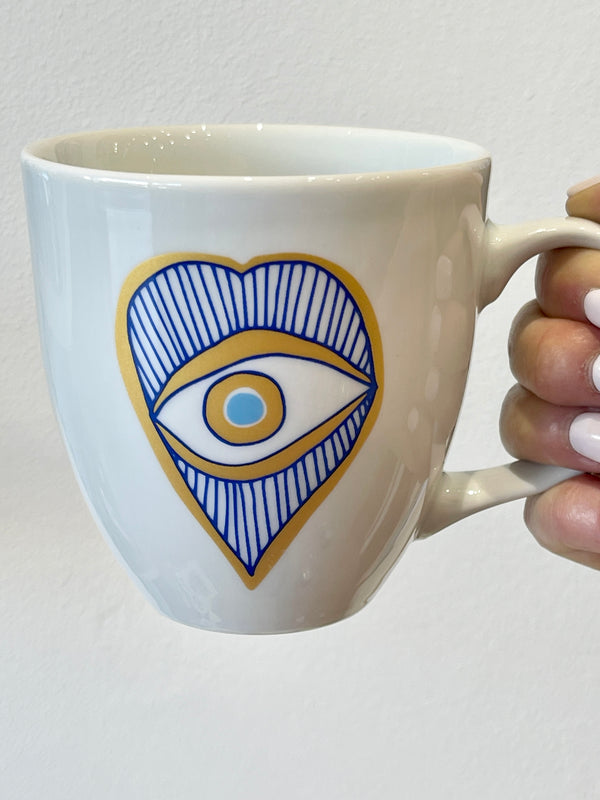 Ceramic Greek Eye White Mug