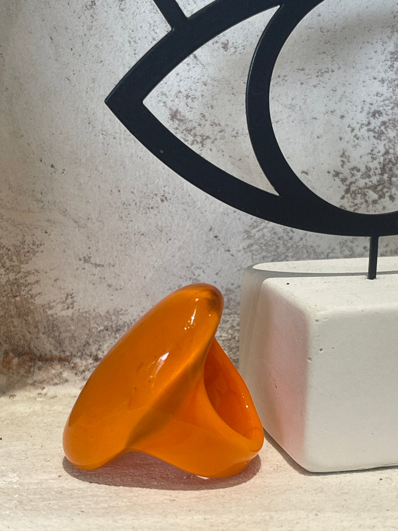 Venetian Glass Statement Ring (Orange)