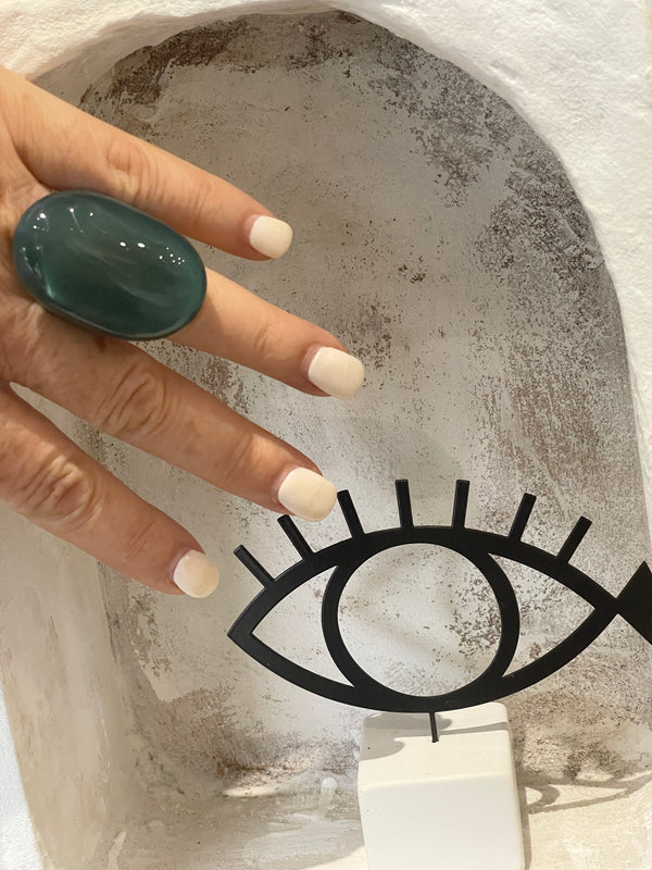 Venetian Glass Statement Ring (Blue)