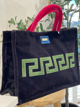 Atlanta Tote Handbag by Iosifina in Black/Pink and Green